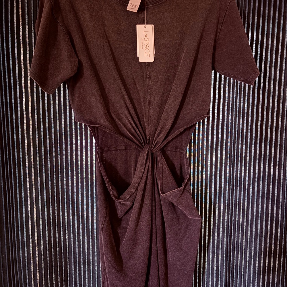 L*Space Black Knot-Front Midi Dress with cutouts.